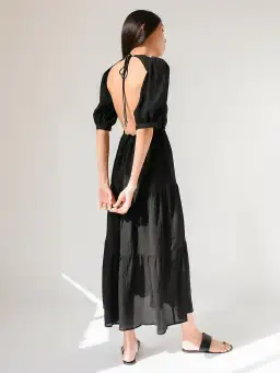 Sir The Label Indre Open Back Midi Dress Puff Sleeves Black Size 2 / Au 10  for rent on The Volte - image 3
