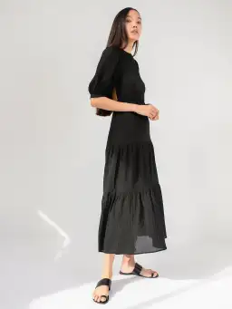 Sir The Label Indre Open Back Midi Dress Puff Sleeves Black Size 2 / Au 10  for rent on The Volte - image 2
