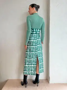 Roame Perez Dress in Emerald Shibori Print Midi Dress Green Print Size 2/AU 10 for rent on The Volte - image 2