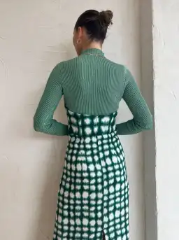 Roame Perez Dress in Emerald Shibori Print Midi Dress Green Print Size 2/AU 10 for rent on The Volte - image 6