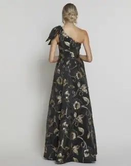 Bariano Olympia One Shoulder Gown Black/Gold Size 8 for rent on The Volte - image 4