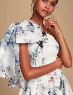 Bariano Josephine One Shoulder High Low Gown Floral Size 6 for rent on The Volte - image 2