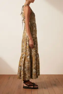Shona Joy Cecilia Linen Tie Back Midi Dress Floral Size 8 for rent on The Volte - image 2