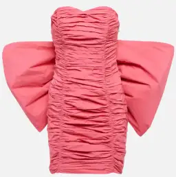 Rotate By Birger Christensen Catalina Bow Ebellished Ruched Mini Dress Pink Size AU 10 for rent on The Volte - image 5