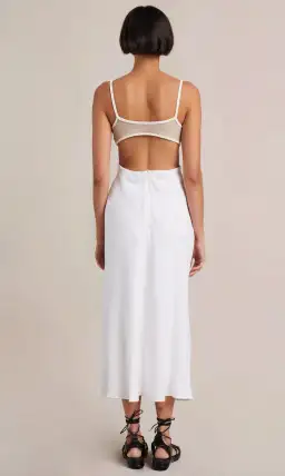 Bec & Bridge Demi Midi Dress In Sand/Ivory Size 16 for rent on The Volte - image 3