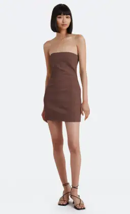 Bec & Bridge Karina Strapless Mini Dress Chocolate Brown Size 16 for rent on The Volte - image 1