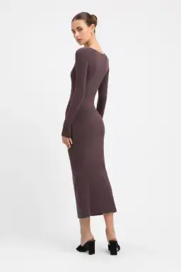 Kookai Phoebe Midi Dress Dark Mocha Size 2/Au 12 for rent on The Volte - image 3