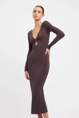 Kookai Phoebe Midi Dress Dark Mocha Size 2/Au 12 for rent on The Volte - image 2