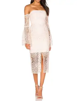 Nicholas Eva Geo Floral Lace Strapless Dress in Antique Pink
Size 0 / Au 4-6