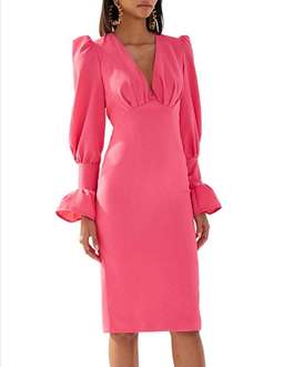 HOT PINK TIE-BACK TULIP SLEEVE BY JOHNNY for rent on The Volte - image 3