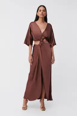 Suboo Tate Twist Wrap Front Maxi Dress Chocolate Size XS / AU 6 for rent on The Volte - image 1
