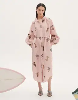 Alemais Vacay Shirtdress Midi Dress Primrose Pink Size AU 14