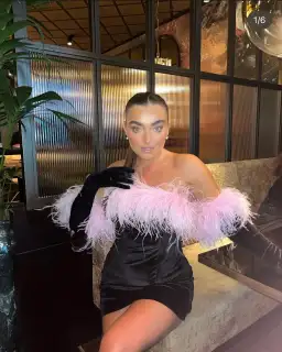 Miscreants Cupid Mini Dress Black And Gloves With Pink Feathers Size 10  for rent on The Volte - image 3