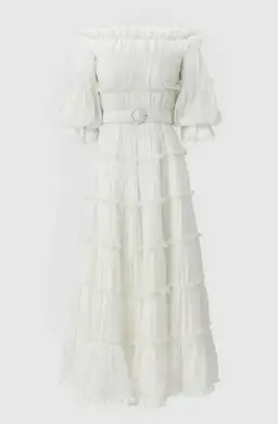 Leo Lin Luminous Silk Linen Dress in White Size AU 12  for rent on The Volte - image 3