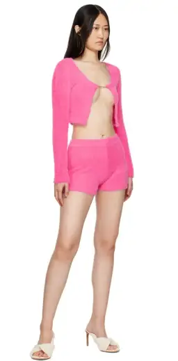 Jacquemus Pink Fur Cardigan Size AU 8 for rent on The Volte - image 1