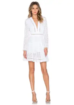 Zimmermann Ryker Lace Broderie Mini Dress White Size 0 / AU 8