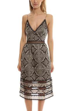Zimmermann Mischief Picot Midi Dress Tile Print Size 6