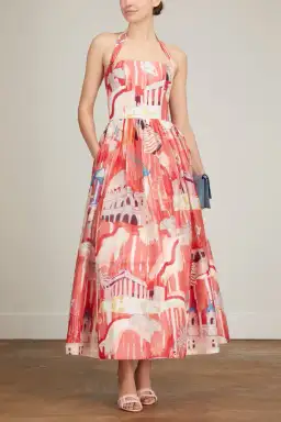 Leo Lin Ana Halterneck Midi Dress in Roma Print Size 10 for rent on The Volte - image 1