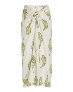 Christopher Esber Ruched Paisley Silk Maxi Skirt in Green Size 8 for rent on The Volte - image 5