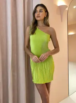 Lidee Soiree One Shoulder Mini Dress Apple Green Size 8 / S for rent on The Volte - image 2