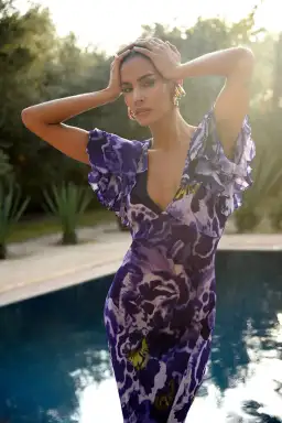 Rat & Boa Lucille Maxi Dress Purple Floral Size XS / Au 6 for rent on The Volte - image 3