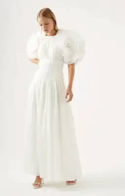 Aje Expressive Pleated Maxi Dress Ivory Size 8 / S