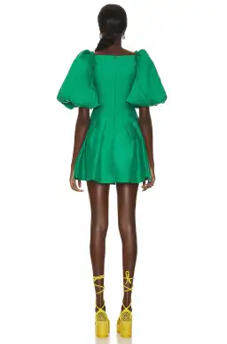 AJE Dusk Knot Puff Sleeve Mini Dress Emerald Size 6 for rent on The Volte - image 2