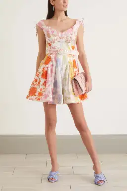 Zimmermann Postcard Spliced Mini Dress in Spliced Tonal Floral Size 3/Au14 for rent on The Volte - image 1