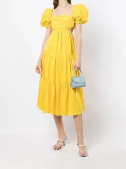 Rebecca Vallance Izzy Midi Dress Yellow Size AU 10