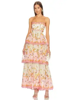 Zimmermann Laurel Frill Midi Dress Floral Size 1 / Au 8