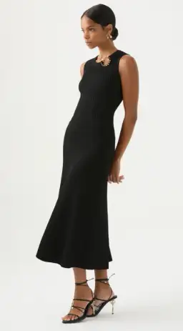 Aje Crescent Knit Midi Dress Black Size 12 / L for rent on The Volte - image 1