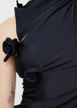 Coperni Asymmetric Flower Gown Floor Length Black Size L/Au 10 for rent on The Volte - image 6