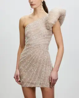 Rachel Gilbert Phoebe Mini Dress Nude Size AU 8 for rent on The Volte - image 2