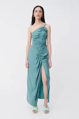 Suboo Andy Asymmetric Ruched Slip Dress Seafoam Size XS/AU 6 for rent on The Volte - image 1