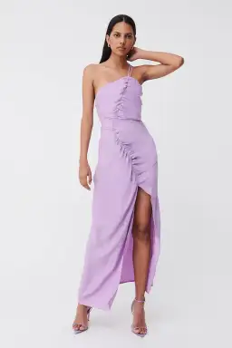 Suboo Andy Asymmetric Ruched Slip Midi Dress Lavender Size XS / Au 6  for rent on The Volte - image 2
