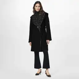 Louis Vuitton Hooded Wrap Coat Black Size AU 8 for rent on The Volte - image 1