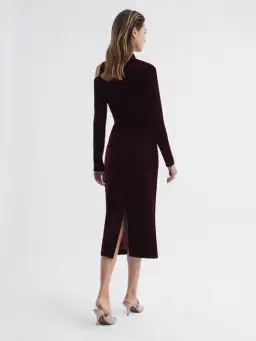 Reiss Tatiana Velvet Cut-out Shoulder Dress Black Size AU 6 for rent on The Volte - image 4