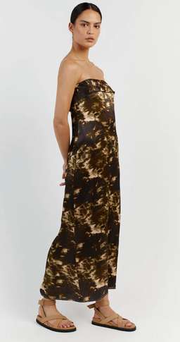 Dissh Mason Satin Tie Dye Strapless Dress Olive Size 10 / M for rent on The Volte - image 2