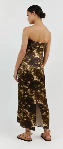 Dissh Mason Satin Tie Dye Strapless Dress Olive Size 10 / M for rent on The Volte - image 3