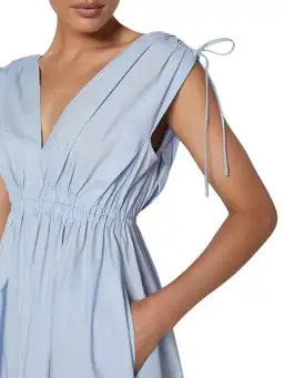Scanlan Theodore Parachute Cotton Drawstring Midi Dress Light Tinted Blue Size 10 for rent on The Volte - image 4