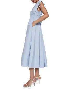 Scanlan Theodore Parachute Cotton Drawstring Midi Dress Light Tinted Blue Size 10 for rent on The Volte - image 2