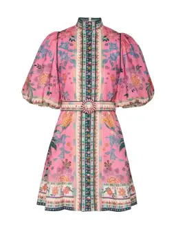 Zimmermann Ginger Buttoned Mini Dress Pink Multi Size 1 / Au 10 for rent on The Volte - image 4