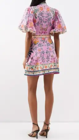 Zimmermann Ginger Buttoned Mini Dress Pink Multi Size 1 / Au 10 for rent on The Volte - image 3