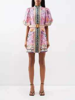 Zimmermann Ginger Buttoned Mini Dress Pink Multi Size 1 / Au 10 for rent on The Volte - image 1
