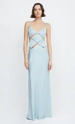 Bec and Bridge Diamond Strap Maxi Dress in Cloud Blue Size 8