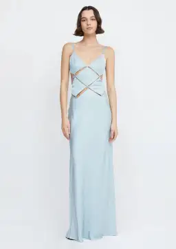Bec & Bridge Diamond Strap Maxi Dress in Cloud Blue Size 8