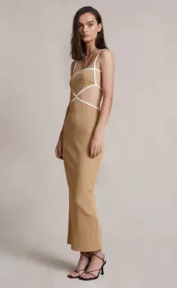 Bec and Bridge Coyote Midi Dress Camel Beige Size 6 for rent on The Volte - image 2