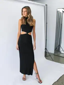 Bec & Bridge Reba Midi Dress Black Size AU 6 