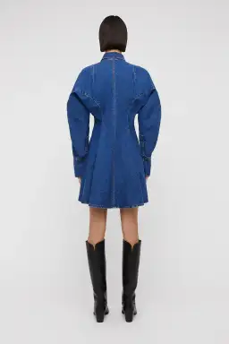 Scanlan Theodore Denim Cocoon Sleeve Mini Dress Blue Size AU 10 for rent on The Volte - image 2