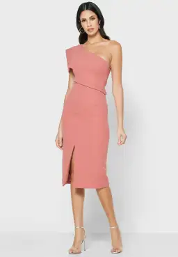 Elliatt Adorn Structured One Shoulder Dress Pink Size 12
